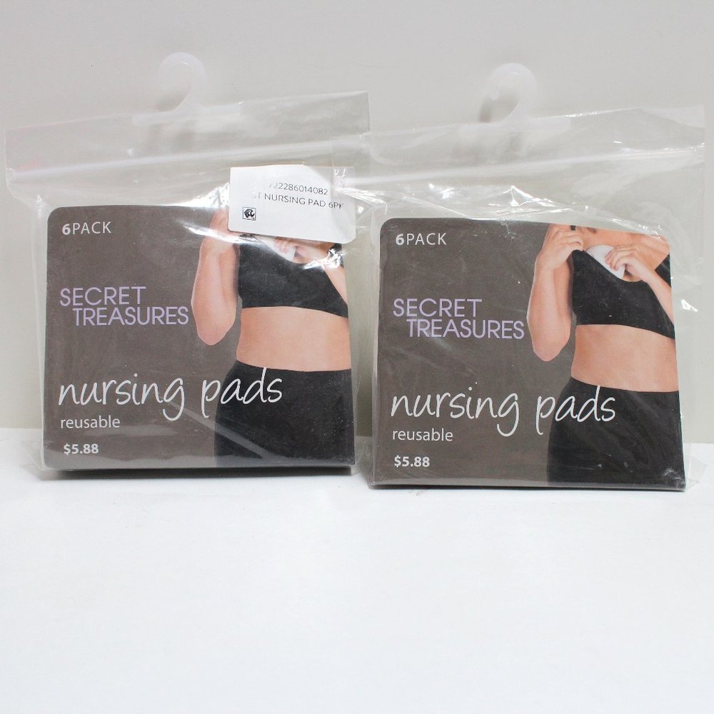 Secret Treasures Nursing Pads - 2 Packs of 6 Pads - 12 Reusable Washable Pads